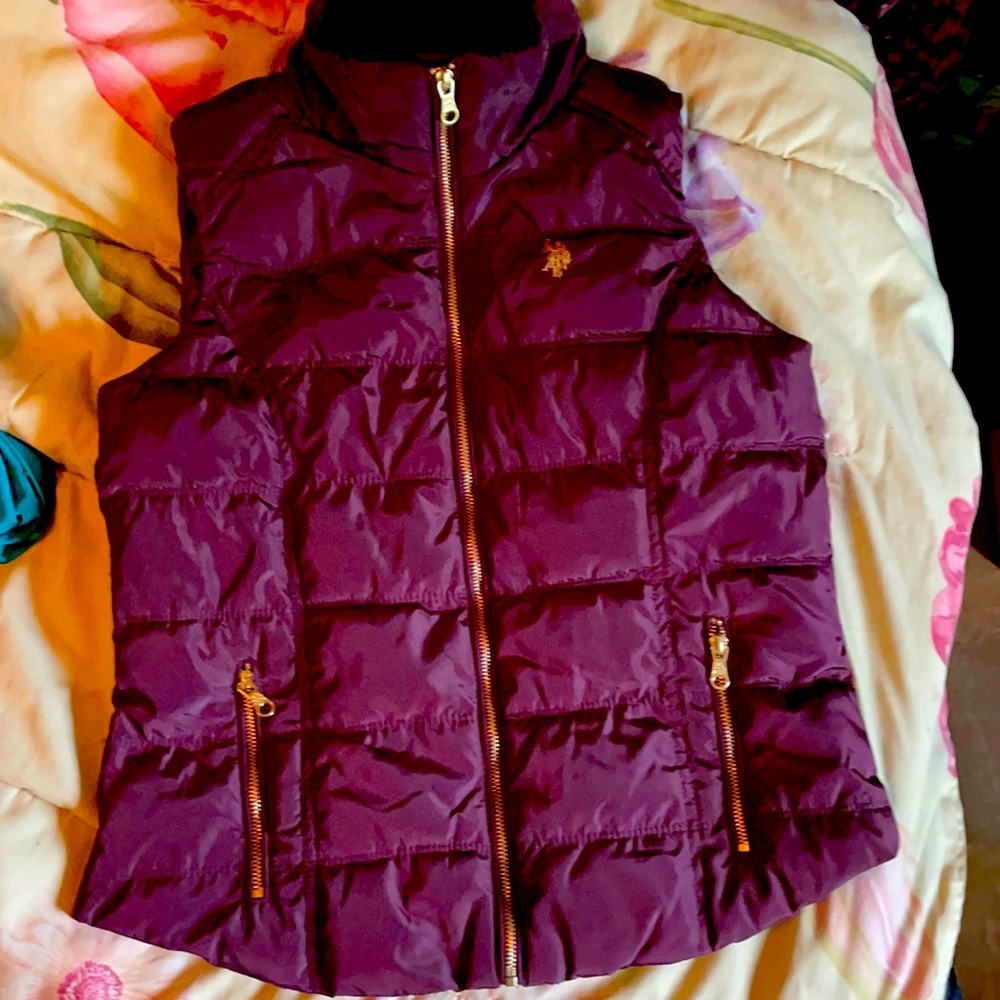 Purple U.S.Polo Vest with fur collar